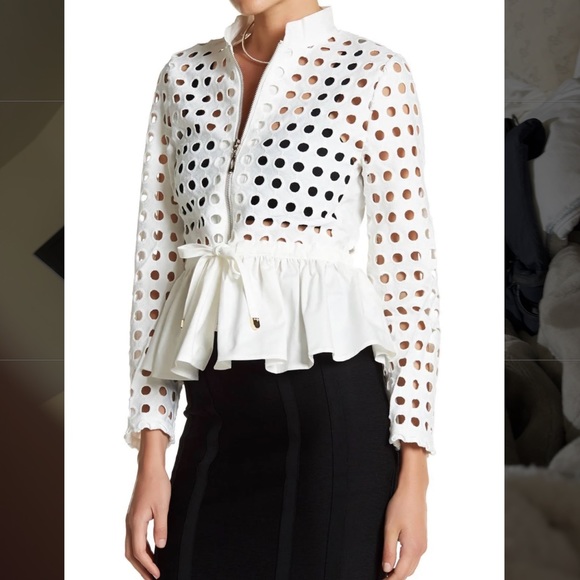 Gracia Jackets & Coats Gracia Punched Hole Peplum Jacket Small